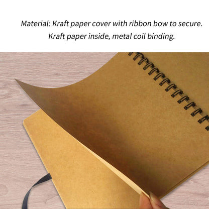 DIY Scrapbook Photo Album Kraft Paper Cover with Adhesive Pellets for Anniversary Wedding Travelling (No lettering on the cover)