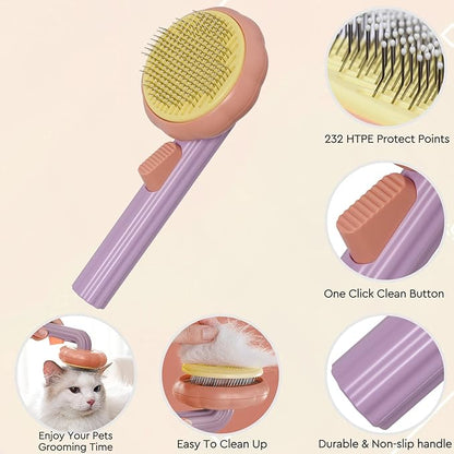 Cat Grooming Glove Brush,Self-Cleaning Slicker Pet Brush for Short and Long Haired pats,Dog Bath Brush for Shedding and Grooming,Removes Loose Hair and Tangles,Promote Circulation