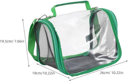 Happyyami Portable Small Bird Travel Carrier Cage with Handheld Bag, Lightweight Green Parrot and Lizard Outing Cage for Outdoor Transport and Vet Visits