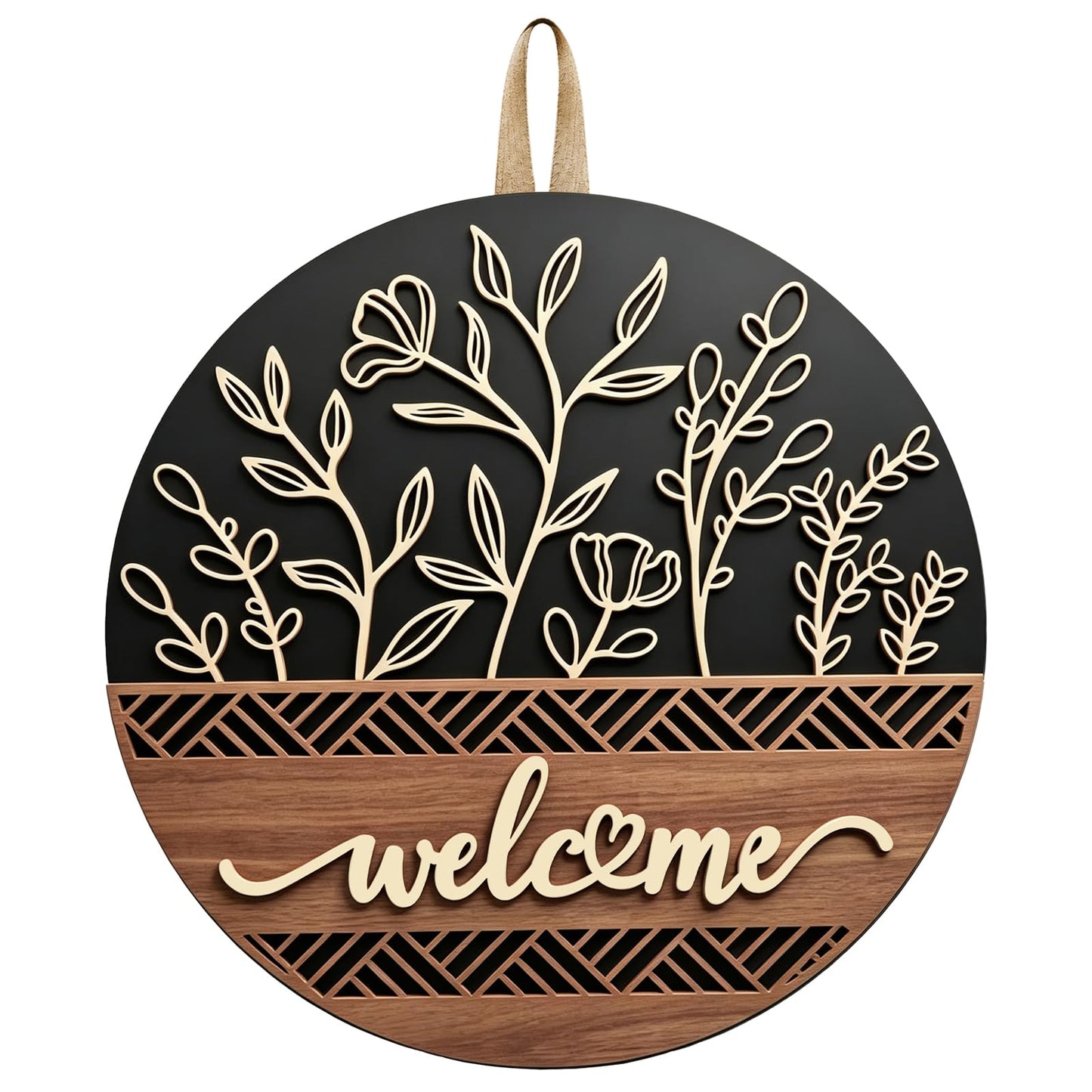 3D Welcome Sign for Front Door, Ultra Large 14in Front Door Wreath