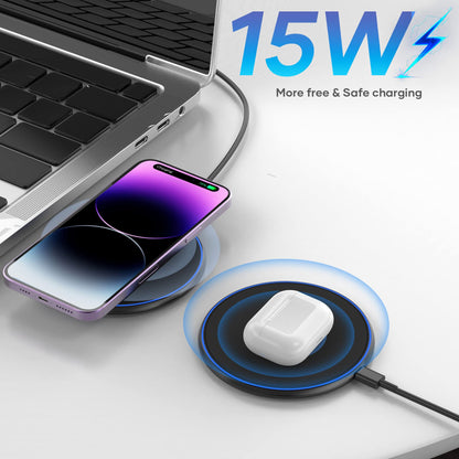 Wireless Charger, Wireless Charging Pad Compatible with iPhone 16 15 14 13 12 11 Pro Max/Mini/Plus/XR, 15W Max Fast Wireless Charging Pad Mat for Samsung Galaxy S23/S22/S21/S20/S10, AirPods Pro/3/2