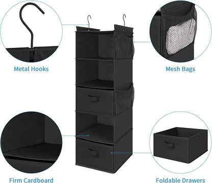 MAX Houser 5 Tier Shelf Hanging Closet Organizer, Cloth Hanging Shelf