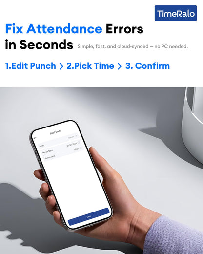 TimeRalo Cloud-Based Time Clock for Small Businesses, 3-in-1 Fingerprint Attendance System with Smart Scheduling, Overtime & Lunch Rules, 2.4GHz WiFi, Auto Reports, No Monthly Fees (with 10 ID Cards)