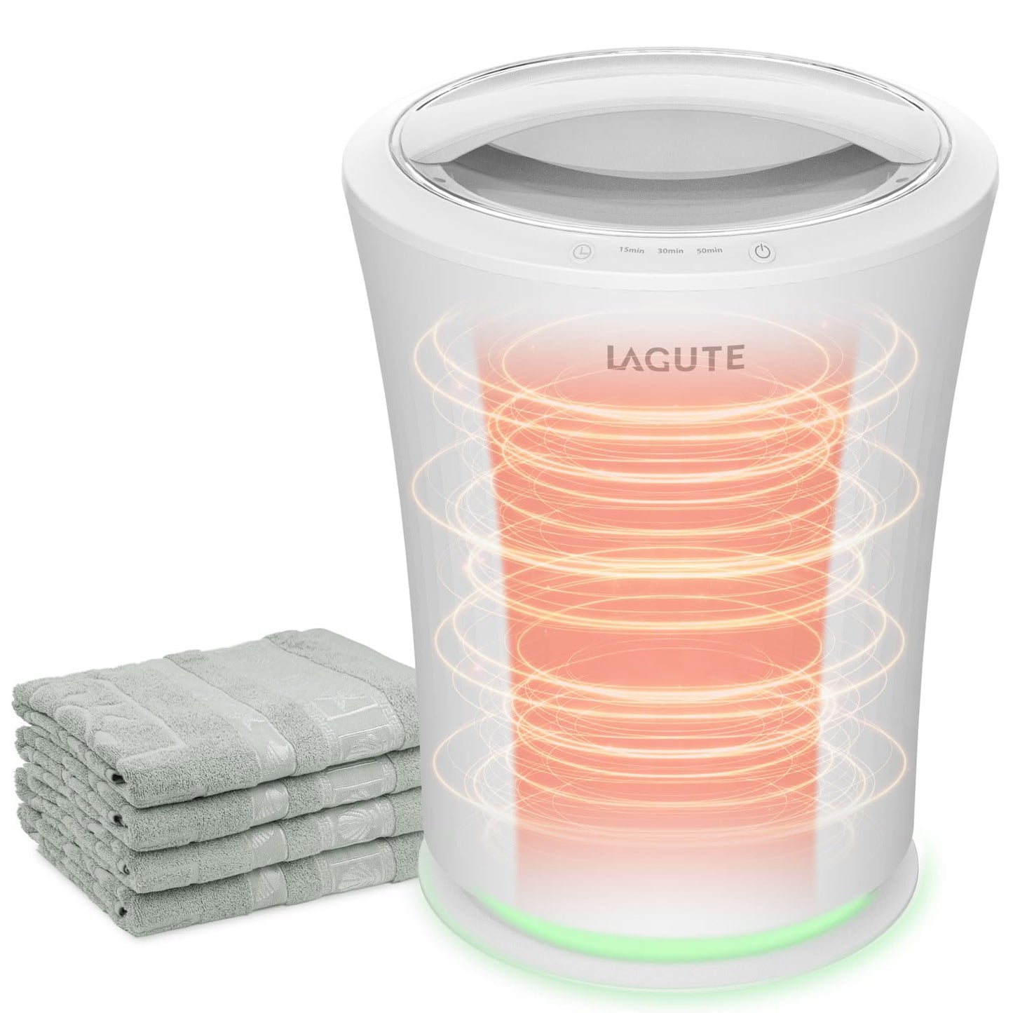 Lagute iSnug Towel Warmer for Bathroom, with 3-Level Timer, Warning Alarm & RGB Light, Auto Shut-Off, 5.3 Gal Heating Bucket for Bathrobe, Blanket, Ideal for Gifts