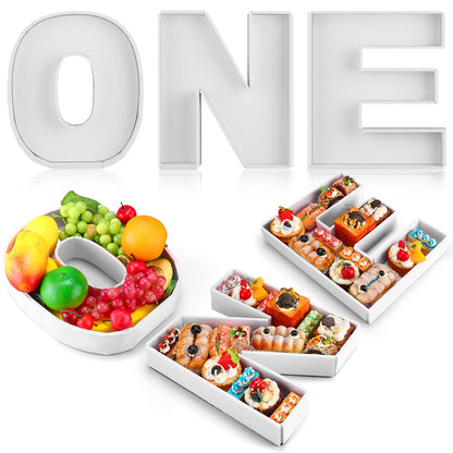 Rossesay 3 Pcs Large Charcuterie Letter Fillable Tray 12'' Charcuterie Board DIY Cardboard Letter Trays Box for Food Berry 1st Birthday 2nd Anniversary Baby Shower Party Dessert Table