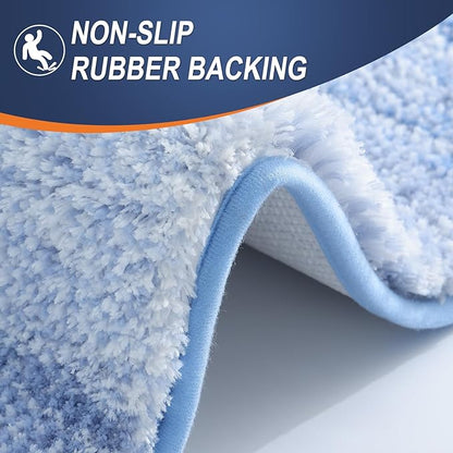 OLANLY Bathroom Runner Rugs Mat 59x20, Extra Soft Absorbent Microfiber Bath Rugs, Rubber Backing, Quick Dry, Washable Long Bath Mats for Bathroom, Tub and Shower, Home Decor Accessories, Light Blue