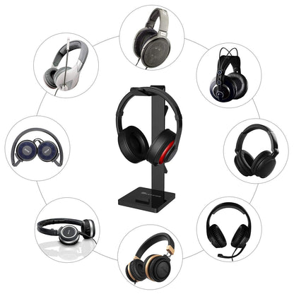 GeekDigg Headphone Stand Gaming Headset Holder For Desk Cable Organizer & Cellphone Stand for All Headphones Size headphone Holder Set Gaming PC Accessories Gaming Station – Black