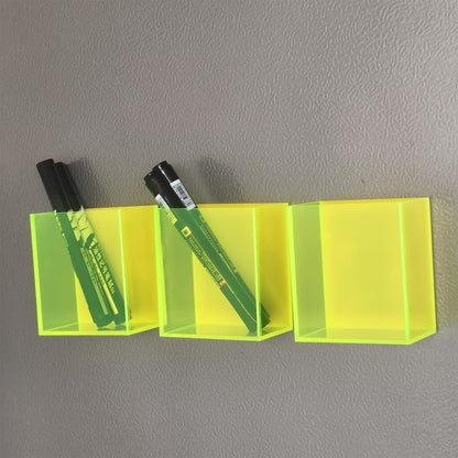 YWZF 3 Pack Back to School Magnetic Pencil Holder, Non-slip Acrylic Magnetic Dry Erase Marker Holder, Pen Marker Organizer for Whiteboard Refrigerator Office Classroom (Neon Green（3 pack）)