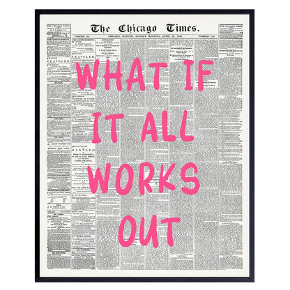 Positive Affirmations Wall Decor - CUTE TRENDY Aesthetic Wall Art - Inspirational quote Office Decor for Women - Newspaper Wall Art Unique Living room Bedroom Art Print - Motivational Quotes