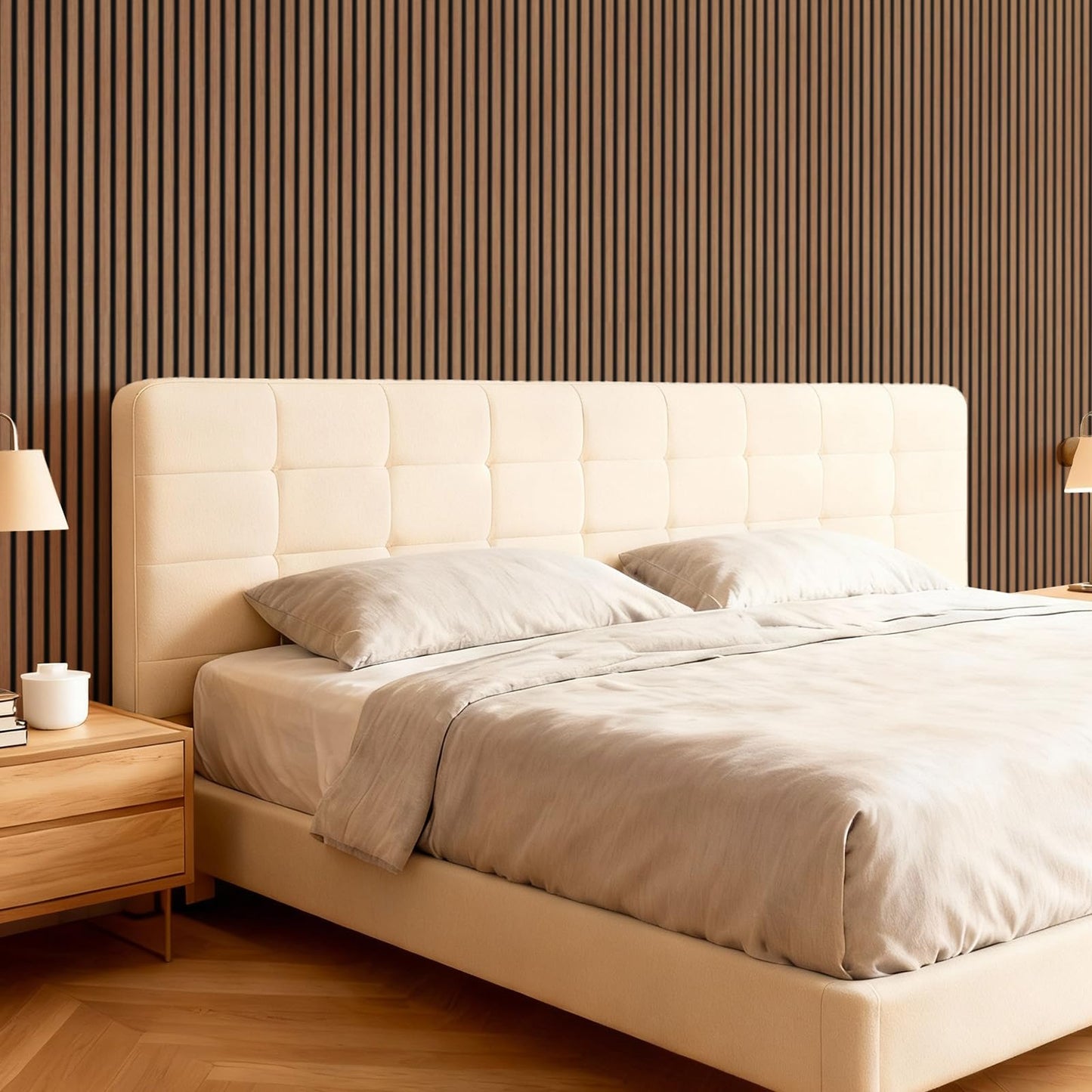 TONOR Wood Slatwall Panels, 4 Pack 47.2" x 23.6"/ 120 x60cm(31ft²) Acoustic Wall Panels, Wood Slat Acoustic Panels for Noise Cancelling and Home Decor, Living Room, Bedroom, Office, Walnut