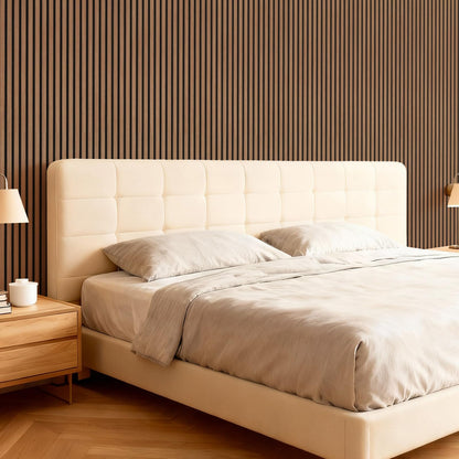 TONOR Wood Slatwall Panels, 4 Pack 47.2" x 23.6"/ 120 x60cm(31ft²) Acoustic Wall Panels, Wood Slat Acoustic Panels for Noise Cancelling and Home Decor, Living Room, Bedroom, Office, Walnut