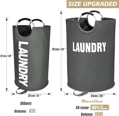 160L XX-Large Laundry Basket, Freestanding Tall Clothes Hamper, Collapsible