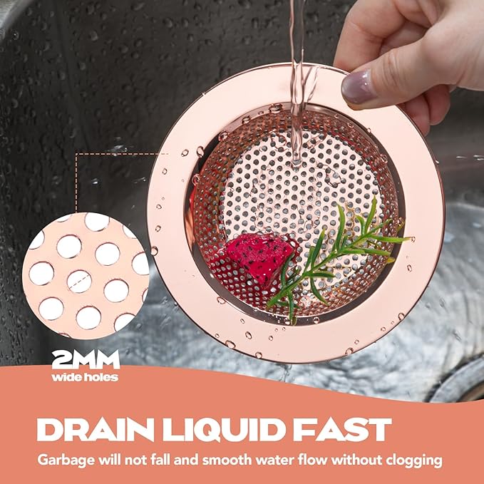 Retisee 2 Pcs Sink Strainer Stainless Steel Kitchen Sink Drain Strainer Basket