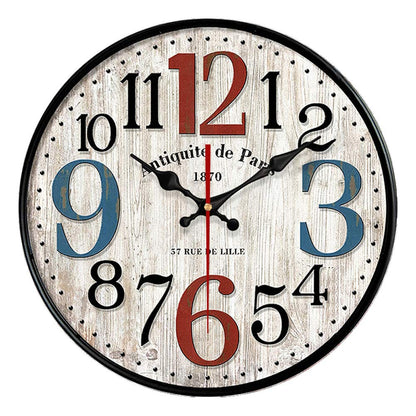 YeYo Simple European Style Wall Clock Wooden MDF Waterproof Silent Art Decor for Home Living Room Office Decoration (16 inch)