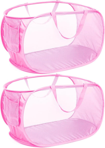 Durable Collapsible Laundry Baskets, Mesh Pop Up Laundry Hamper