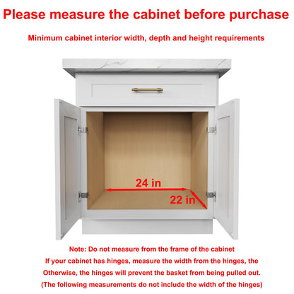 Sikarou Wood Pull Out Cabinet Organizer 2 Tie 23" W x 21" D, Heavy-Duty Sliding Drawers for Inside Cabinets Storage and Organization for Kitchen, Pantry, Bathroom