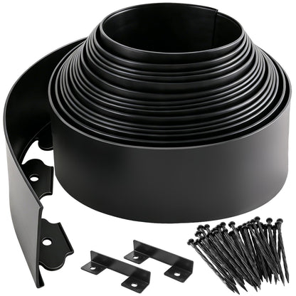 Aifanss Landscape Edging Kit, 4 Inch Tall 33Ft No Dig Garden Edging Border with 50 Pcs Reinforced Spikes, Plastic Garden Barrier for Landscaping, Lawn, Yard, Flower Bed, Paver, Pathway, Grass, Black