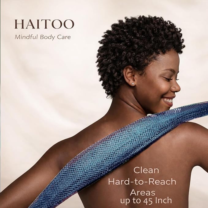 African Net Sponge Authentic, 3 Pieces African Exfoliating Net Sponge Body Back Scrubber Exfoliating Washcloth for Shower Bath for All Types Skin (Green+Gold+Light Purple, 3 Pcs)