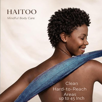 African Net Sponge Authentic, 3 Pieces African Exfoliating Net Sponge Body Back Scrubber Exfoliating Washcloth for Shower Bath for All Types Skin (Green+Gold+Light Purple, 3 Pcs)