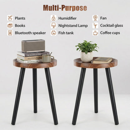 Mid Century Wood Plant Stand – 120 lbs Heavy Duty Plant Stand with Raised Tray & Spray Painted Legs, Solid Wood Side Table for Living Room, Bedroom, Entryway, Small Footprint for Plants, Decor (2 Pcs)