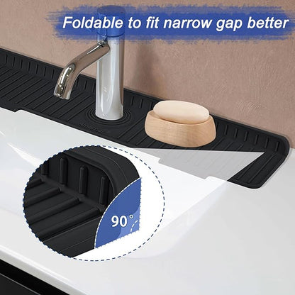 Kitchen Sink Splash Guard, 20 inch Silicone Faucet Guard & Draining Mat