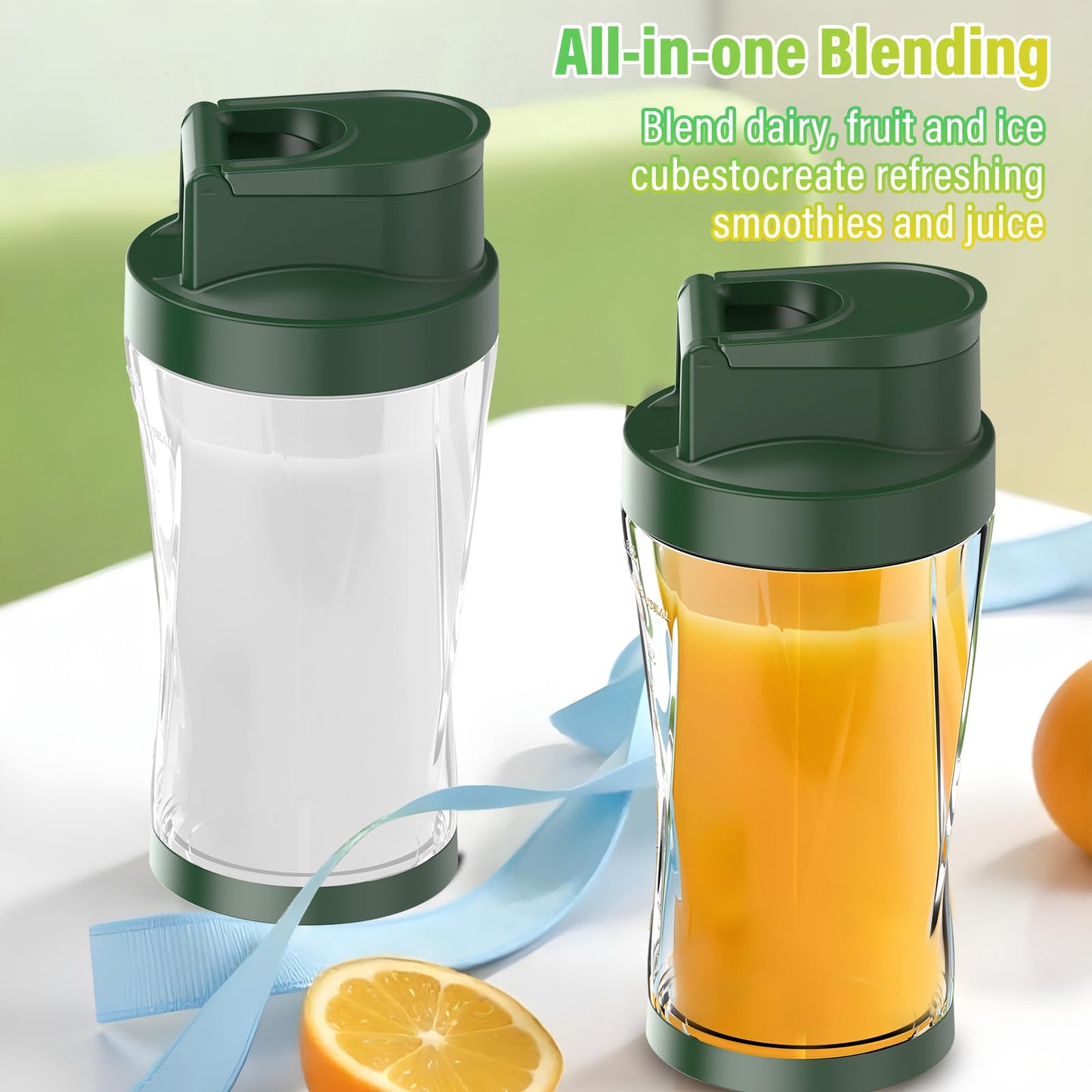 Portable Blender, 360W Personal Blender for Shakes and Smoothies for Kitchen, 24 Oz BPA Free Traveling Juicer Cup and Lid with 6 Blades, Self Cleaning Portable Juicer for Kitchen/Travel/Gym, Black