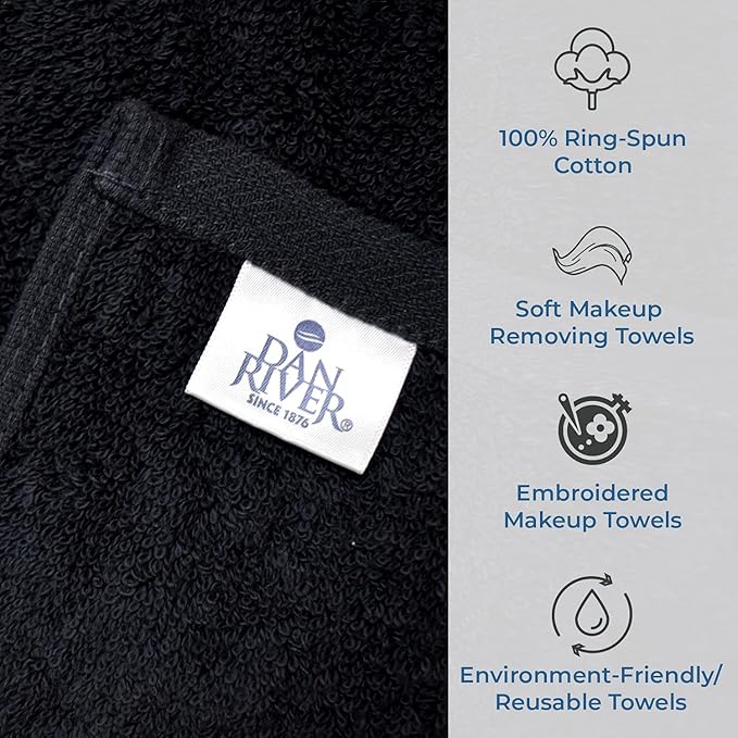 DAN River Black Makeup Towels