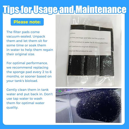 AQUANEAT 6-Pack Pre-Filter Sponge for Aquarium Shrimp Fry Fish Tank Filter 0.6” Intake, Replacement Foam Cover