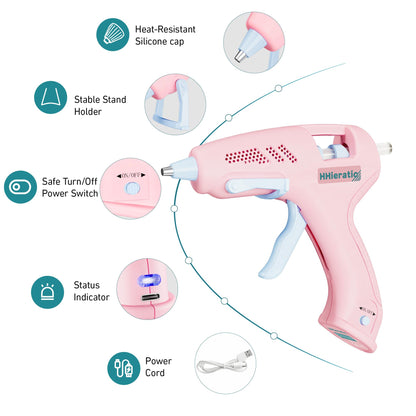 Mini Hot Glue Gun with 30 Sticks,Glue Gun Kit with USB Charge,Fast Preheating 20W Hot Glue Gun Kit Craft Glue Guns for Craft, DIY, Repairs