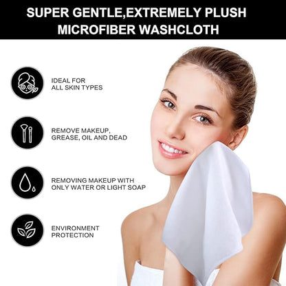 SINLAND Microfiber Facial Cloths Fast Drying Washcloth 12inch x 12inch White 2
