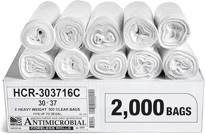 Aluf Plastics High Density Trash Bags, 30 Gallon, 16 Micron,