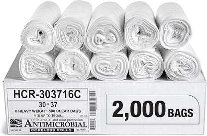 Aluf Plastics High Density Trash Bags, 30 Gallon, 16 Micron,