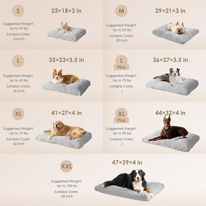 EHEYCIGA Washable Small Dog Bed for Crate 23x18 Inch, Kennel Pad for Puppy Up to 25 lbs, Plush and Comfy Pet Sleeping Mat, Grey