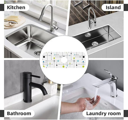 Atomic Mid Century Geometry Rustic Modern Black Kitchen Sink Splash Guard