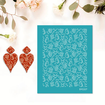 Briartw 5 Pattern Clay Silk Screen Stencil Set for Polymer Clay – Valentine's Day Earring Stencil Set - DIY Craft Templates – for Polymer Jewelry,Earrings,Sculpting & Decorative Art - 4.13x3.35 Inch