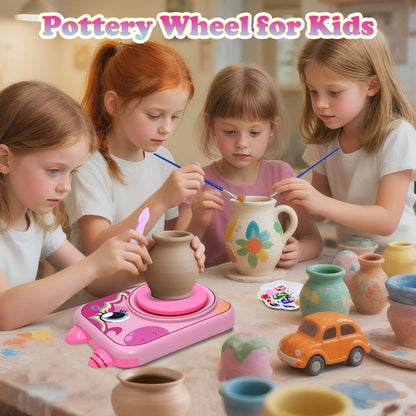 Pottery Wheel for Kids, Girls Arts and Crafts Toys for Kids Ages 8-12,Pottery Craft Kit with 3 Pack Air-Dry Clay, Art Supplies for Kids Toys Girls Birthday Gift for 6 7 8 9 10 11 12+