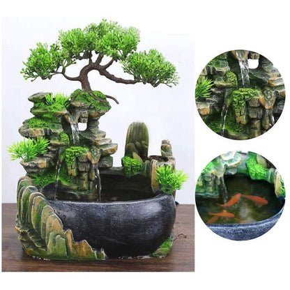 Rockery Stream Tabletop Fountain, Zen Meditation Indoor Waterfall Feature with Automatic Pump and Switch, Desktop Fountain for Home Office Bedroom Decoration (B)