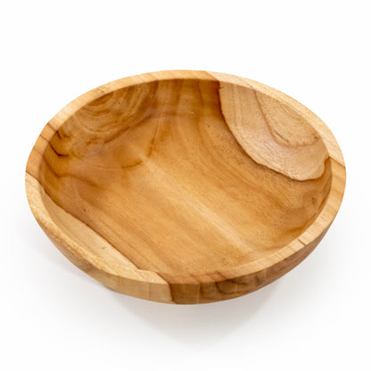 ANDALUCA Rustic Teak 11 inch Wood Hand Carved Organic Bowl (11"-12" Diameter)