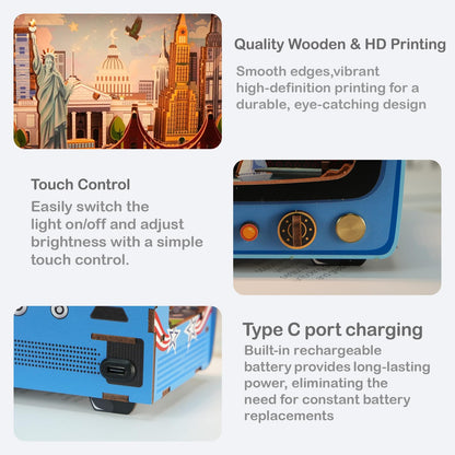 Shuttle to New York 3D Wooden Puzzle with LED Lights, DIY Model Craft Kit for Adults & Kids, Creative Building Set and Unique Home Decor Gift