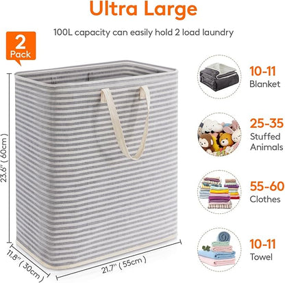 Lifewit 2 Pack Laundry Hamper Large Collapsible Laundry Baskets, Freestanding