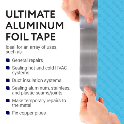Impresa Aluminum Foil Duct Tape - 1.9 in x 150 ft (50 yd), Silver - Heat Transfer up to 220°F - Foil Tape for HVAC & Ductwork Sealing