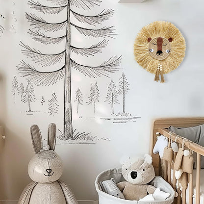 YarnieJiajia Boho Handmade Lion Head Nursery Wall Decor Safari Jungle Theme Wall Hanging Art For Baby Girl Boy Bedroom