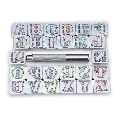 OwnMy Capital Letters Stamp Set, 3/4” / 19mm Alphabet Stamp Tools Set Leather Craft Stamping Tools Leather Art Craft Tool (19mm - 27pcs)