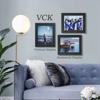 VCK 8x10 Picture Frame Set of 4, Black Wooden Photo Frames with Plexiglass, Vertical Horizontal Wall & Tabletop Display for Home Office Gallery Wall Art Decor