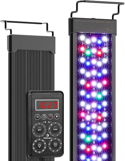 fishkeeper Smart LED Aquarium Light with One-Button Real-Time Sync, 24/7 Mode Full Spectrum Fish Tank Lights, 9 Colors DIY, 9 Timer, 10 Brightness IP68 Waterproof Aquarium Plant Light for 48-55 inch