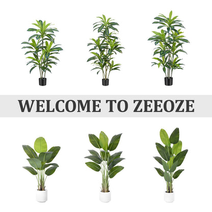Artificial Bird of Paradise Plant 6Ft Tall Fake Tropical Palm Tree Large Fake Plants with 13 Silk Banana Leaves Faux Plant Indoor Decor Trees with White Pot for Home Bedroom Living Room Office（2pcs）