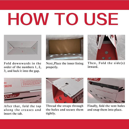 12 Pack Single Live Bird Shipping Boxes, Live Chicken Shipping Boxes, Poultry Shipping Boxes has Ventilation Openings, Cardboard Pet Carrier for Chicken, Bird, Duck, Pigeons, Canaries 17.7x7.8x11.8 in