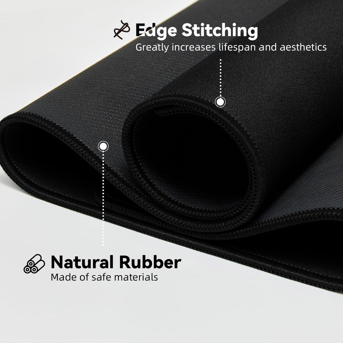 Reniteco Large Gaming Mouse Pad with Durable Stitched Edges, Non-Slip Rubber Base, Big Computer Keyboard Mouse Mat Desk Pad for Home Office Gaming Work, 31.5"x11.8"x0.12", Black