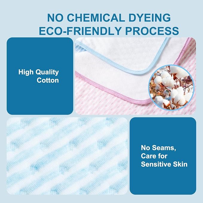 Bed Pads for Incontinence Washable, 3 Packs 36x34 Inch Reusable Waterproof Soft Wetting Pee Underpad for Adults, Elderly, Seniors, Women, Kids & Pets, Machine Washable Pad for Bed, Sofa-Blue