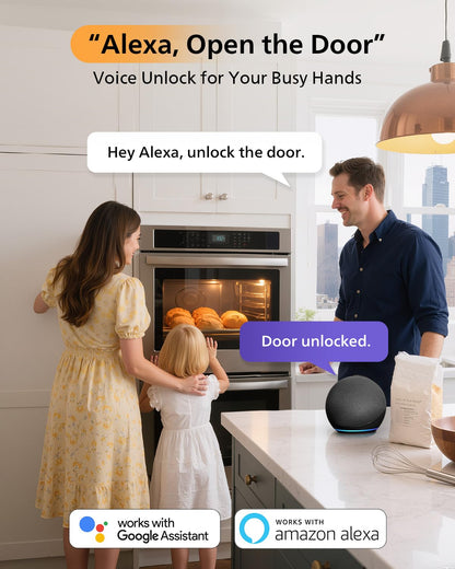 Philips Touchscreen WiFi Smart Lock with Handle Set, Built-in WiFi, Remote Control & Voice Control, Fingerprint Keyless Entry Door Lock, Smart Locks for Front Door Deadbolt, Auto-Lock, Matte Black